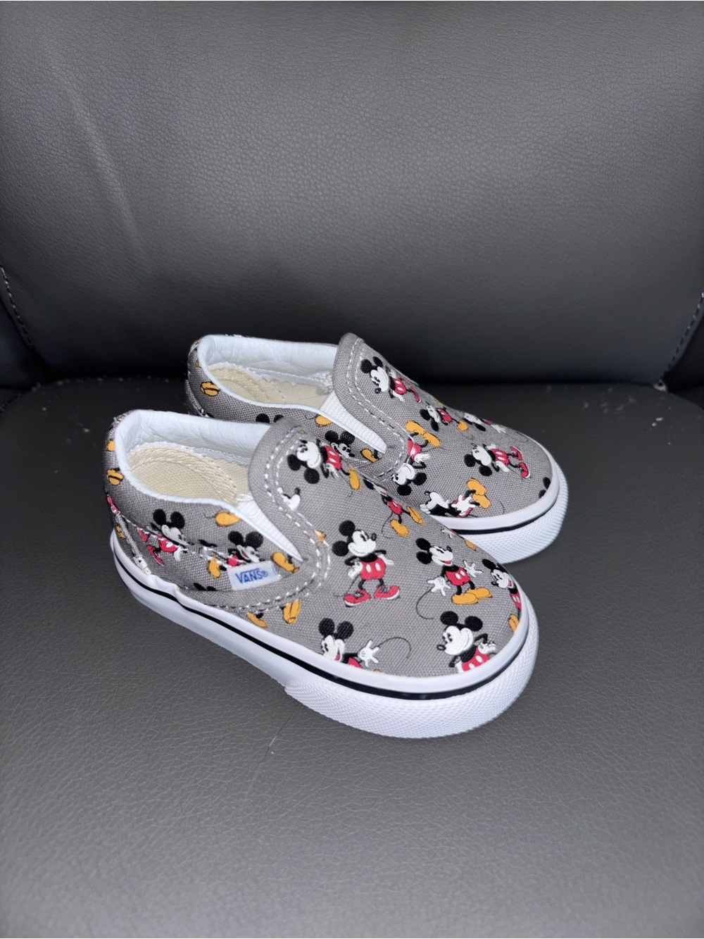 Disney Gray Kids' Vans Sneakers with Mickey Mouse Print